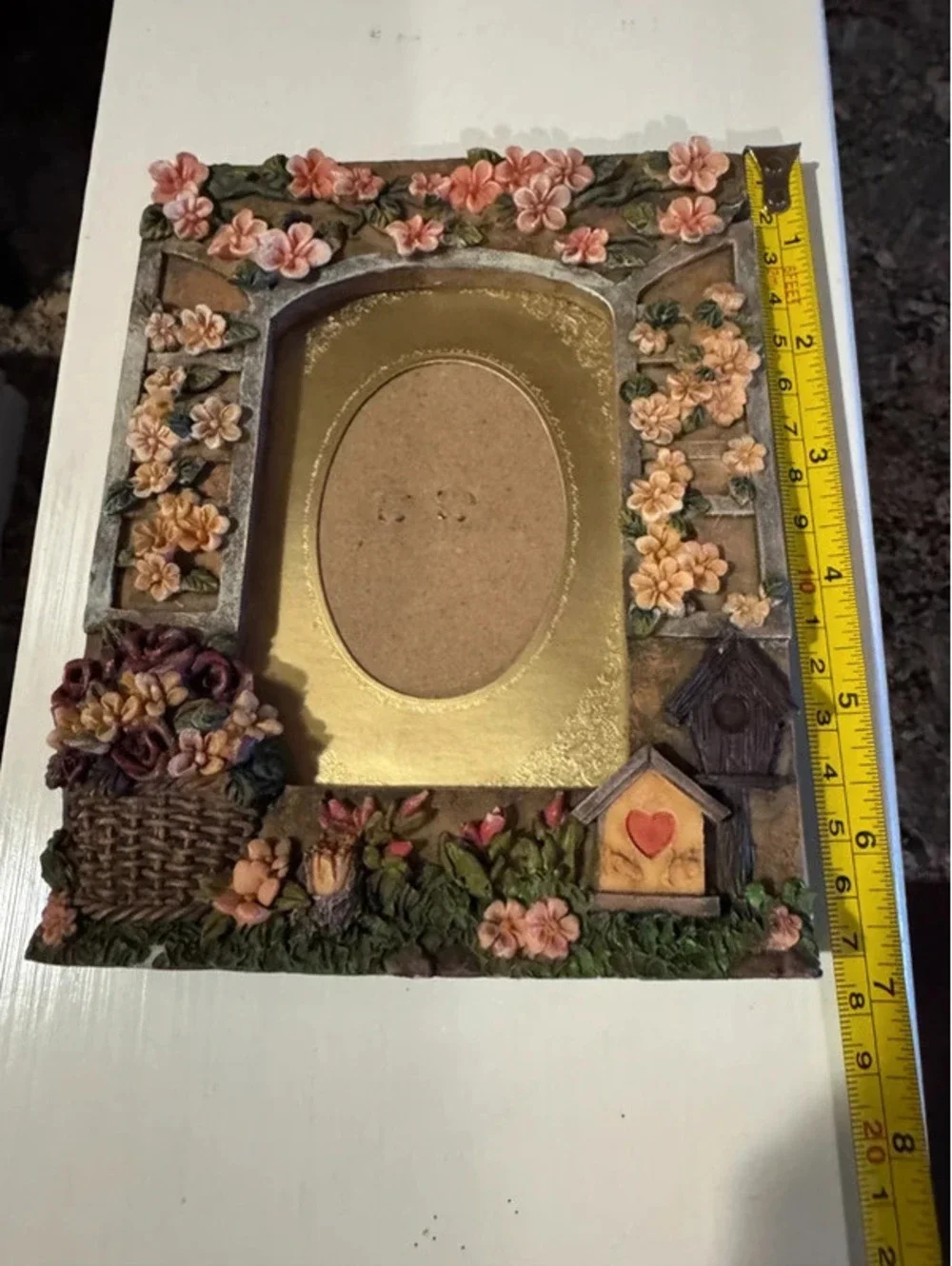Beautiful Vintage Flower with Bird House picture frame